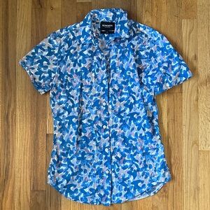 Bonobos Blue and White Abstract Short-Sleeve Button-Down Shirt